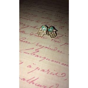 Hamsa hand with evil eye earrings